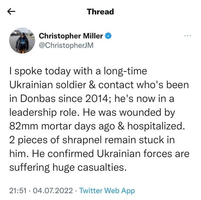 Американский журналист: боевой дух в украинской армии упал, а ВСУ несут большие потери