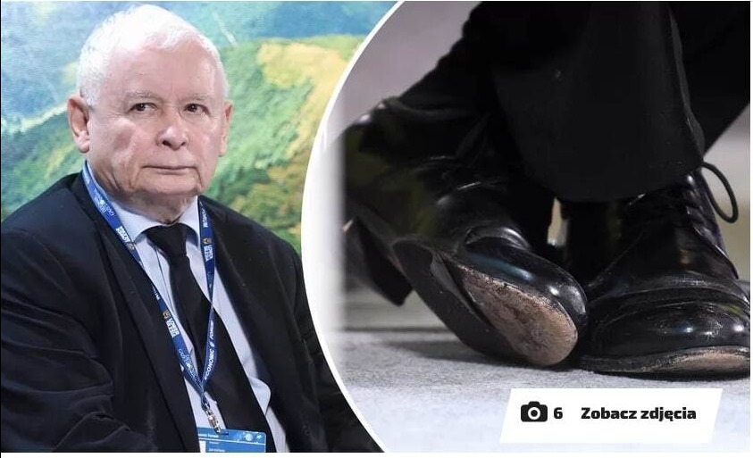 Председатель польской правящей партии Ярослав Качиньский появился на экономическом форуме в рваном ботинке