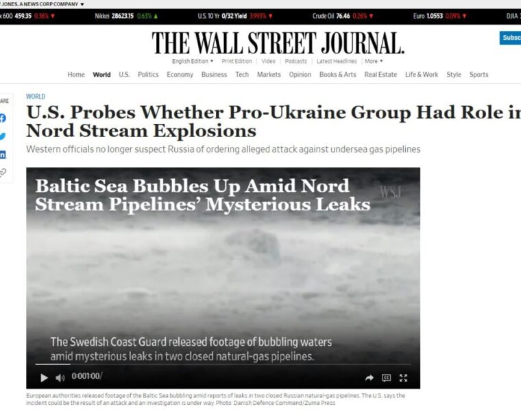 WSJ: Бёрнс и Салливан знали, что за терактом на «Северных потоках» скорее всего стоит Украина
