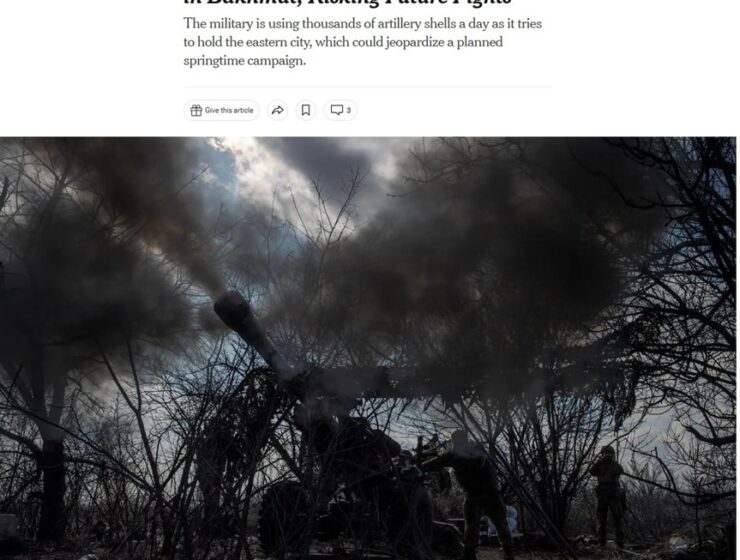 The New York Times: Украина сжигает боеприпасы и теряет самых боеспособных военных в Артёмовске