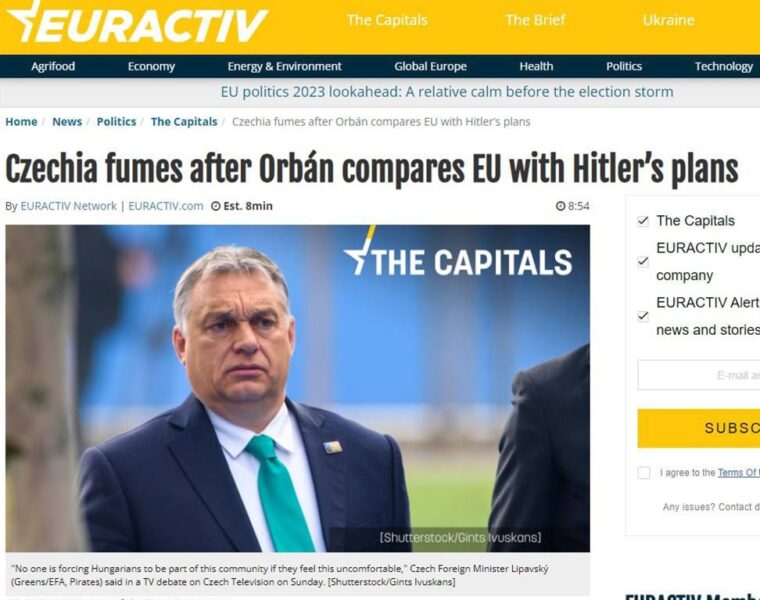 Чехия возмутилась словам Орбана, сравнившего действия Еврокомиссии с планами Гитлера