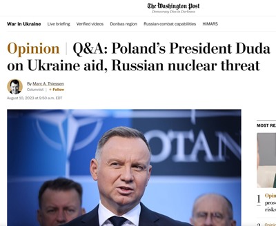 Президент Польши: Украина не в состоянии провести решительное контрнаступление