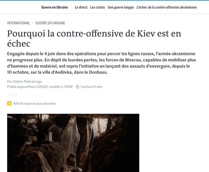 Le Monde: “Контрнаступление Киева провалилось”