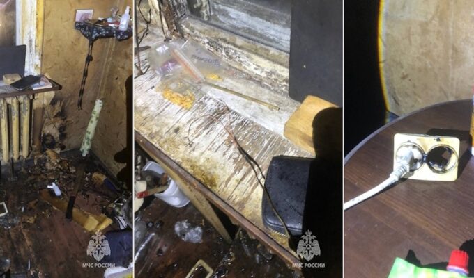 В Балтийске спасли троих человек при пожаре от замыкания проводки