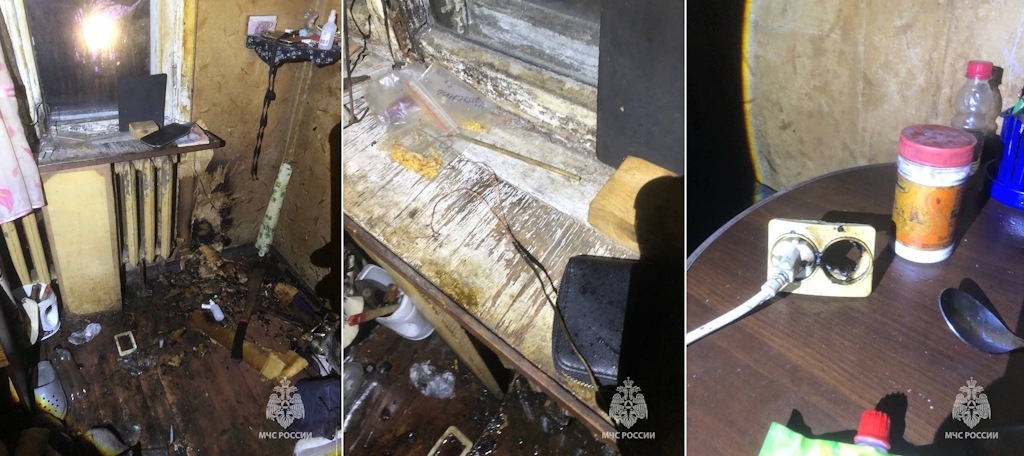 В Балтийске спасли троих человек при пожаре от замыкания проводки