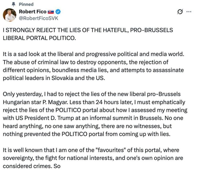 Фицо назвал ложью сообщения о&nbsp;его оценке психического здоровья Трампа