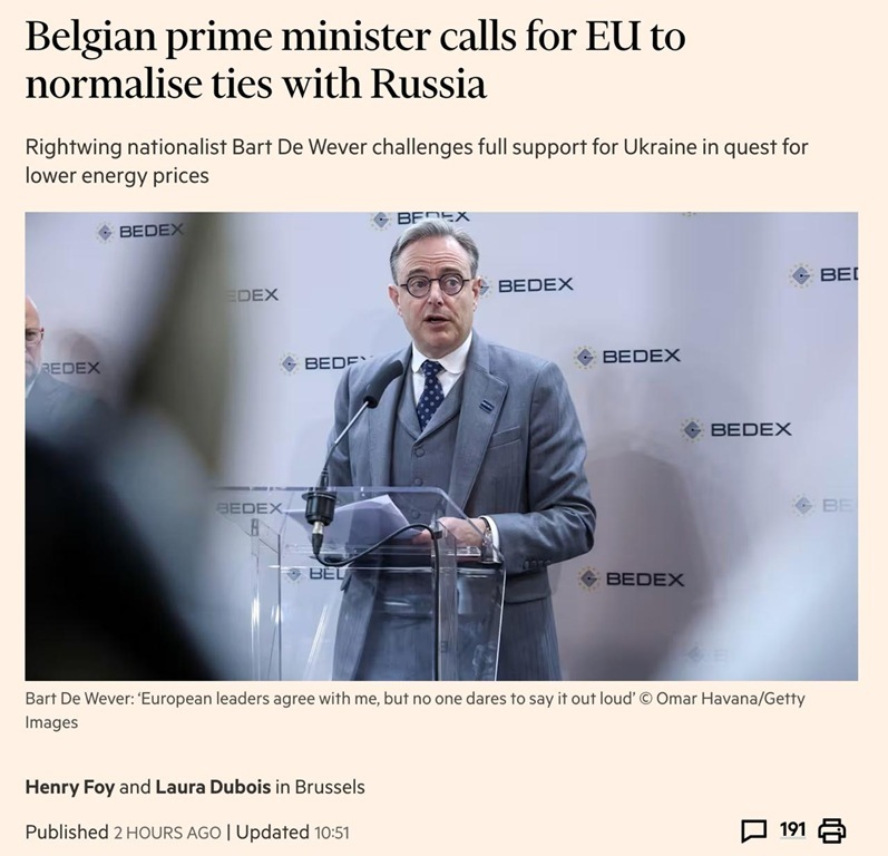 Премьер Бельгии призвал ЕС к переговорам с Россией — и тут же получил отповедь от коллег