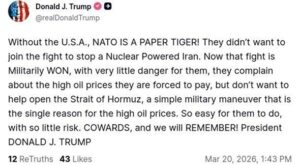 Трамп назвал союзников по&nbsp;НАТО &laquo;трусами&raquo; из-за&nbsp;Ормузского пролива и&nbsp;войны с&nbsp;Ираном